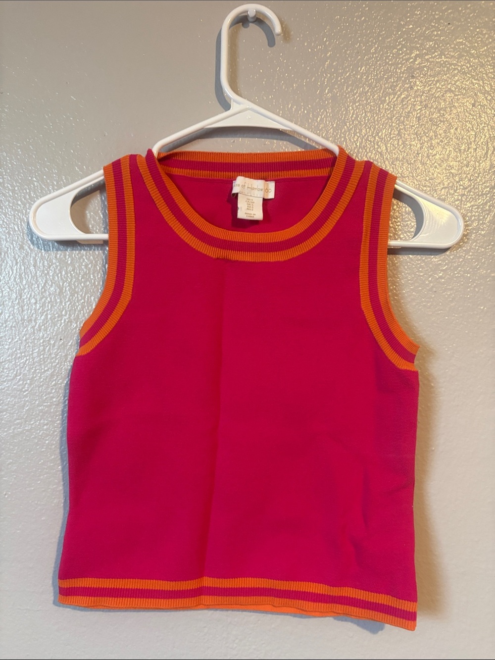 House of Harlow 1960 Pink Tank Top with Orange Trim